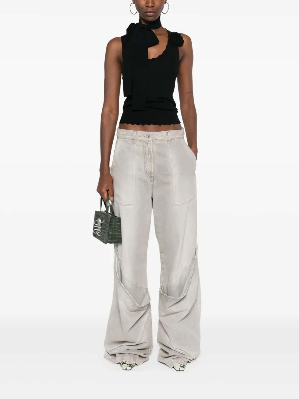 Blumarine Gebreide tanktop met broche - Zwart