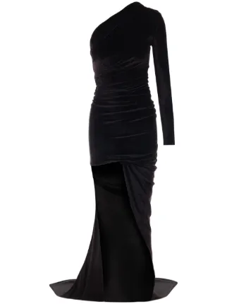 black one shoulder long sleeve maxi dress Black One-Shoulder Long Sleeve Maxi Dress | Womens | X-Small | 100% Polyester | Lulus | Homecoming | Holiday Dresses