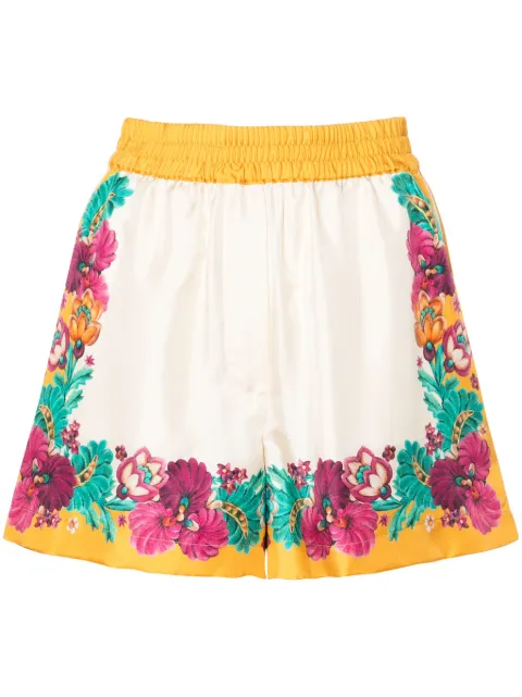 La DoubleJ floral-print silk shorts
