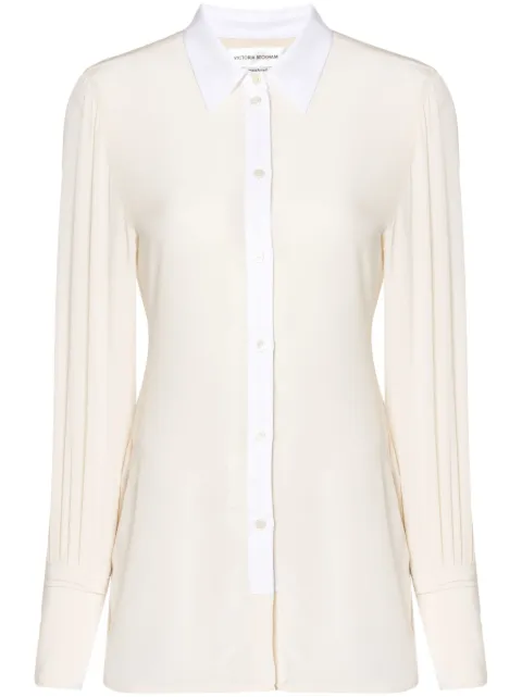 Victoria Beckham contrast-placket silk shirt