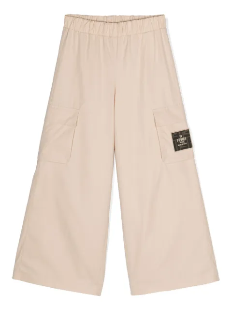 Fendi Kids logo-patch wide-leg trousers 