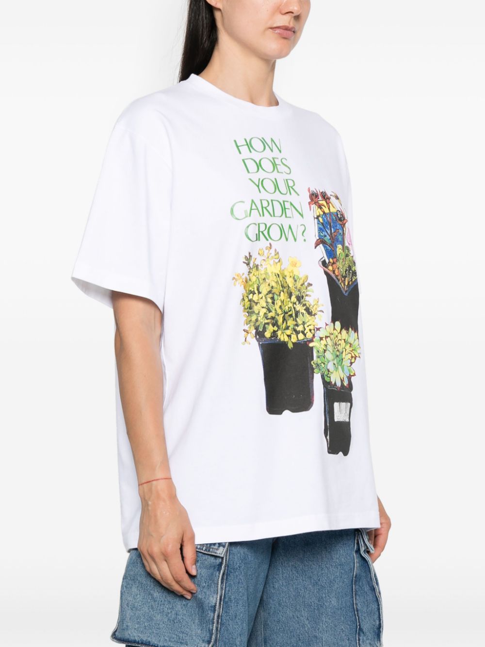 Shop Jw Anderson Flower Pot-print T-shirt In White