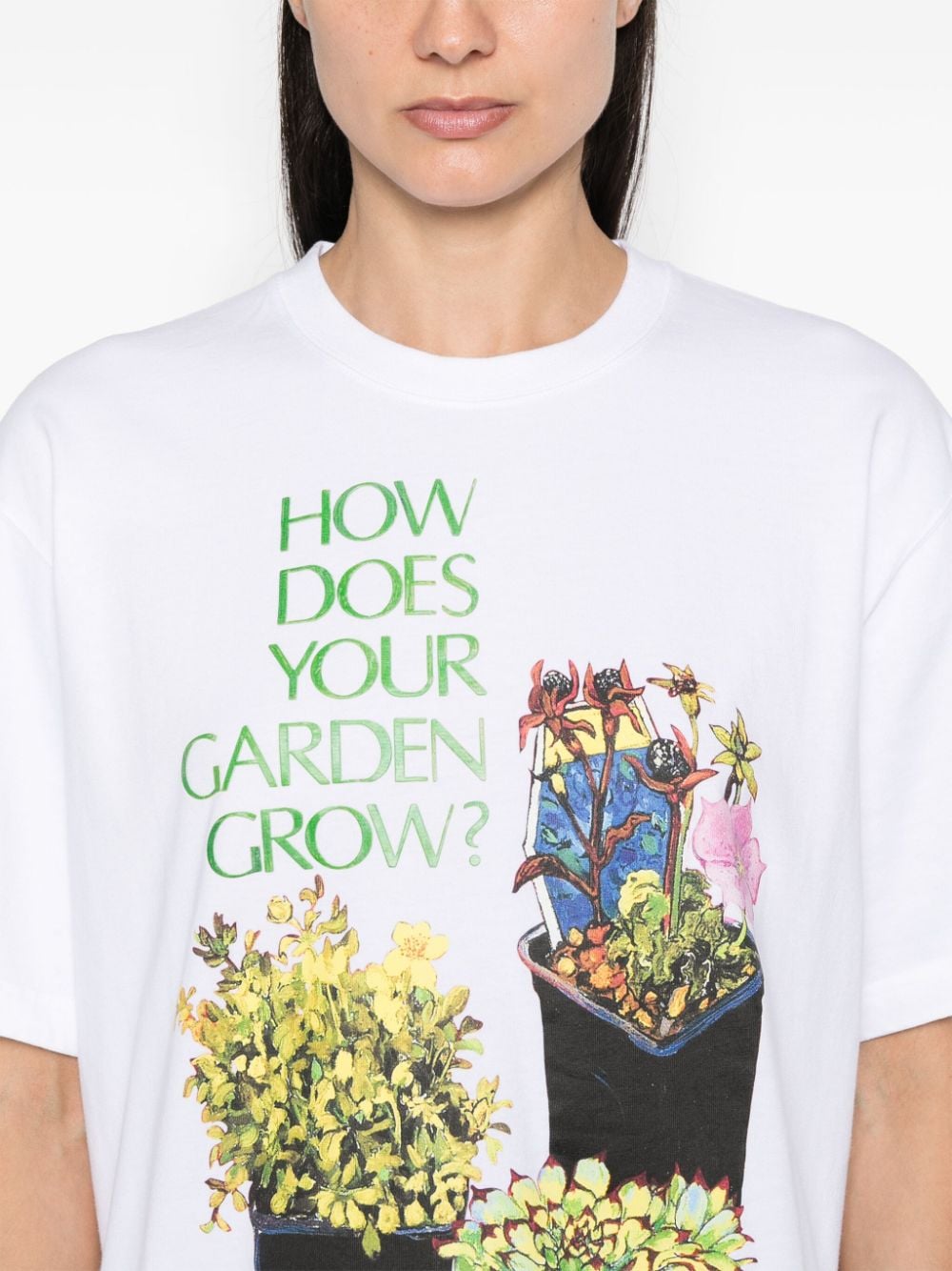 Shop Jw Anderson Flower Pot-print T-shirt In White