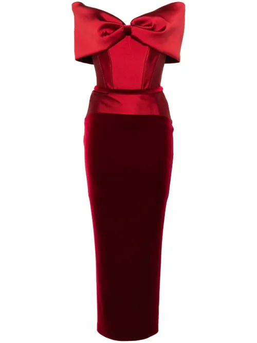 Robe mi-longue à épaules dénudées - CRISTALLINI - Modalova