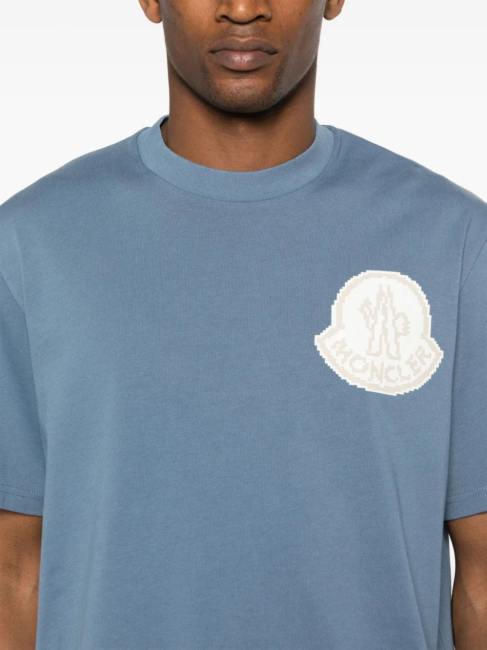 Moncler T-shirt met logo-reliëf Blauw