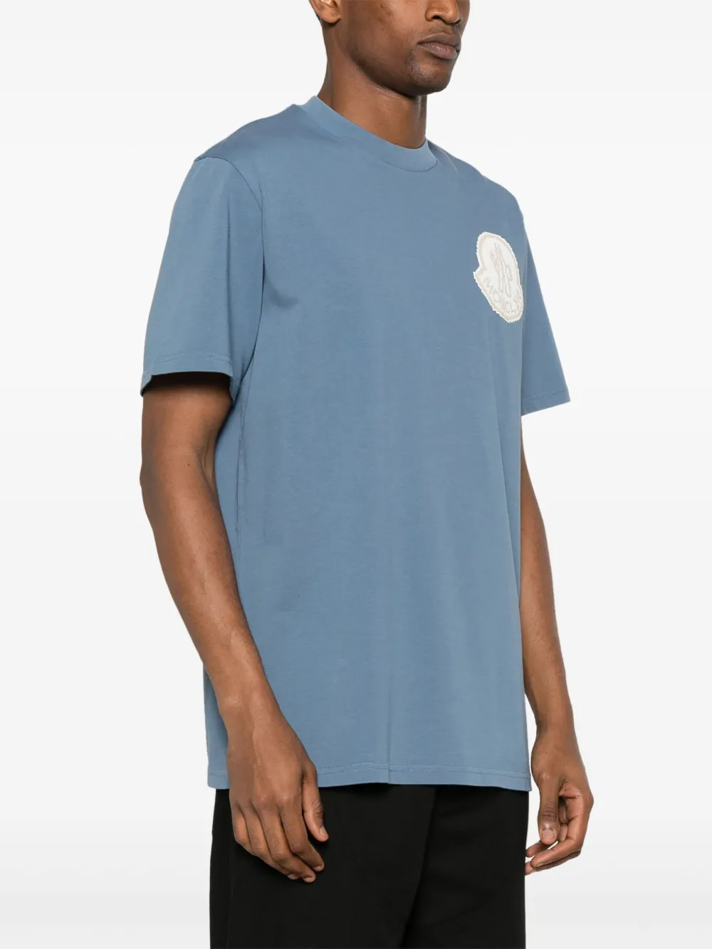 Moncler T-shirt met logo-reliëf Blauw