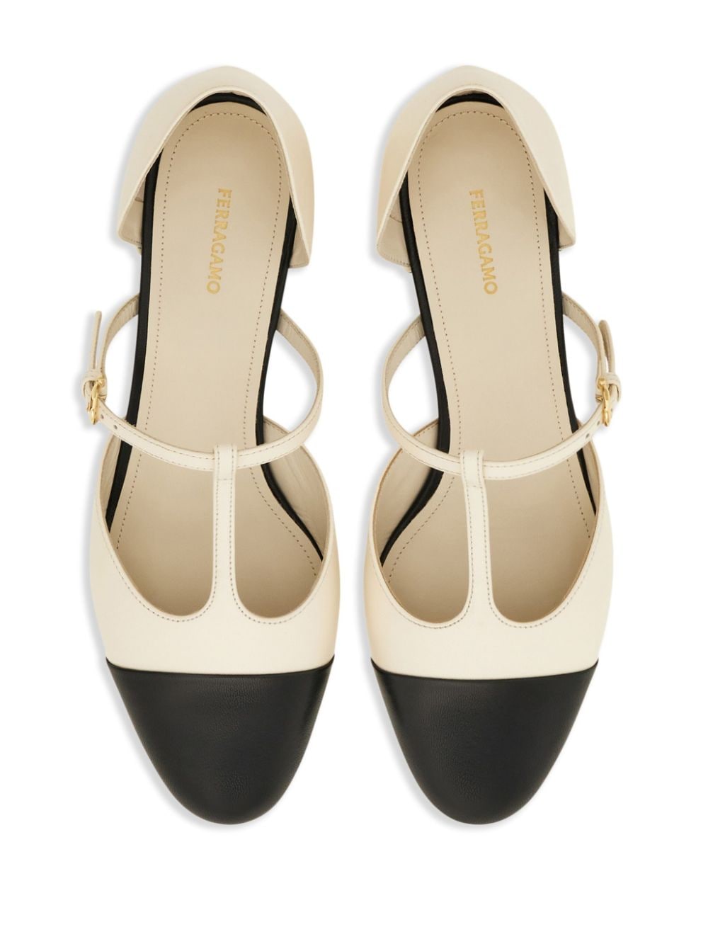 Shop Ferragamo T-strap Ballerina Shoes In White