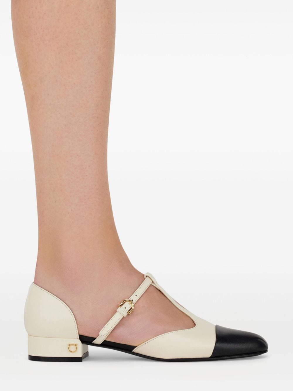 Shop Ferragamo T-strap Ballerina Shoes In White