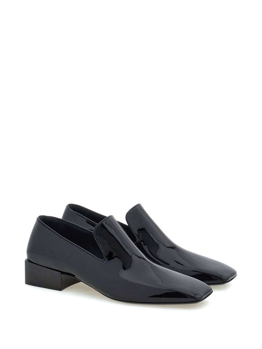 Shop Ferragamo Square-toe Loafers In Black