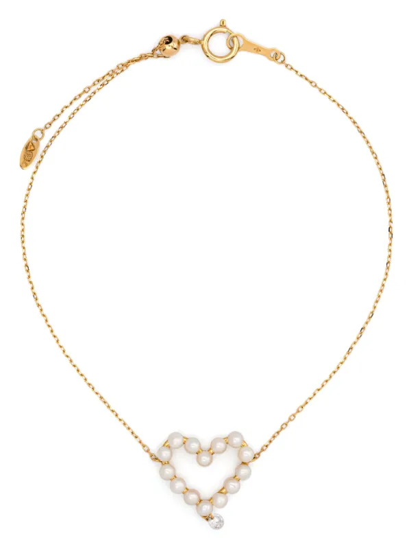 Persée Aphrodite Pearl Diamond Heart Bracelet in Gold