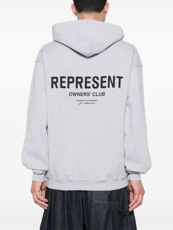 【REPRESENT】 CLUB LOGO ROUND GRAY Ash Grey Zip Hoodie | Stamp Owners' Club | REPRESENT