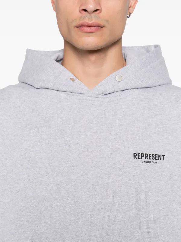【REPRESENT】 CLUB LOGO ROUND GRAY Ash Grey Zip Hoodie | Stamp Owners' Club | REPRESENT