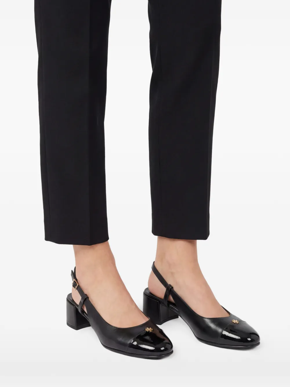 Tory Burch Leren 45 mm pumps met dubbel T-patroon Zwart