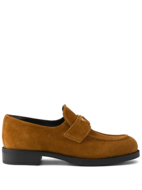 Prada mocasines de gamuza con logo triangular