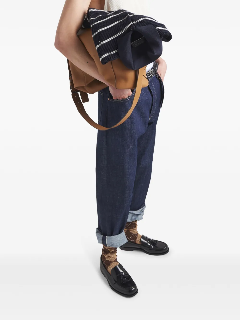 Prada Straight broek met logo Blauw