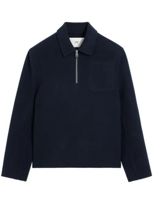Veste en cachemire mélangé à fermeture zippée - AMI Paris - Modalova