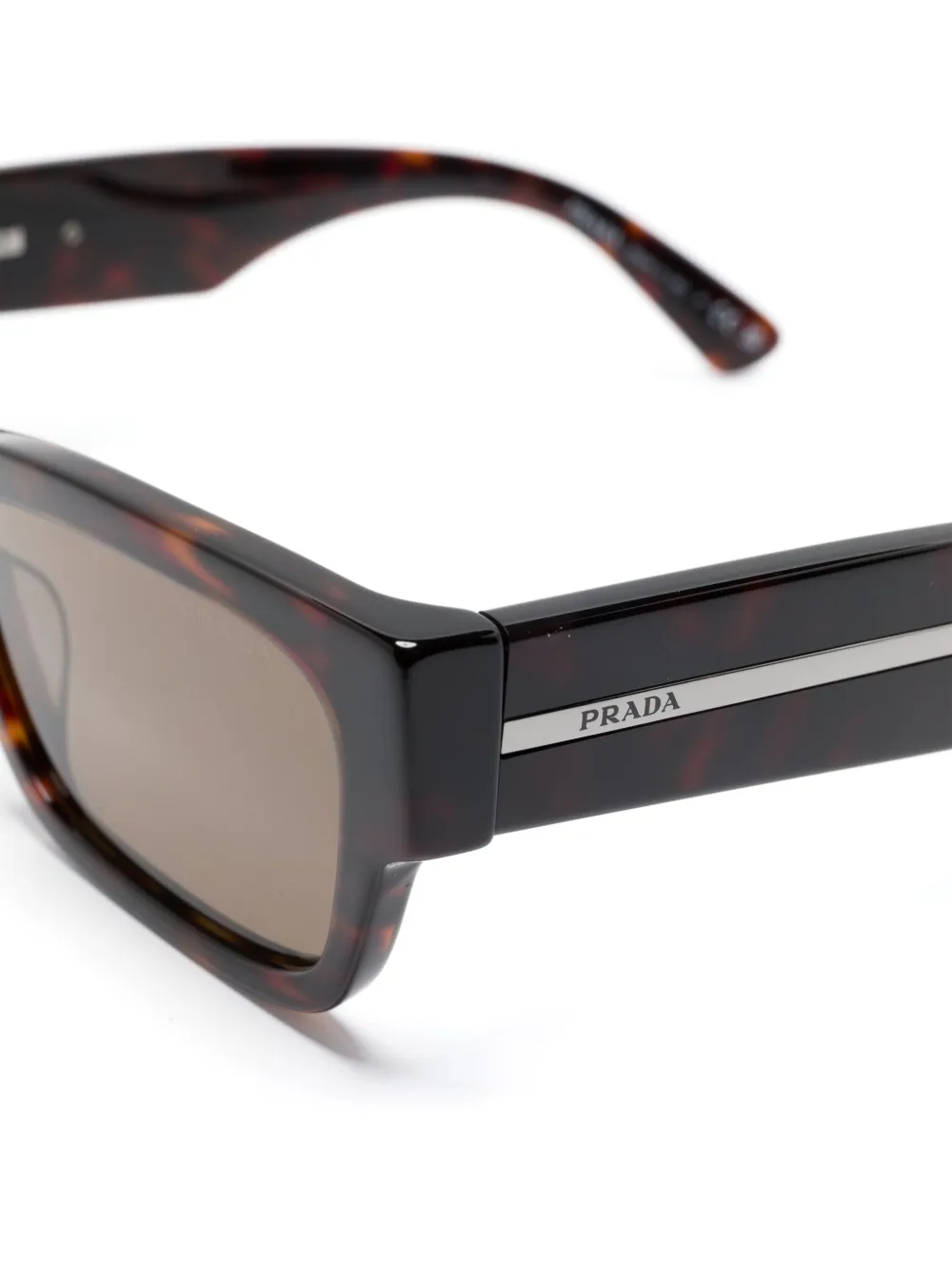 Prada Eyewear Zonnebril met logoplakkaat Bruin