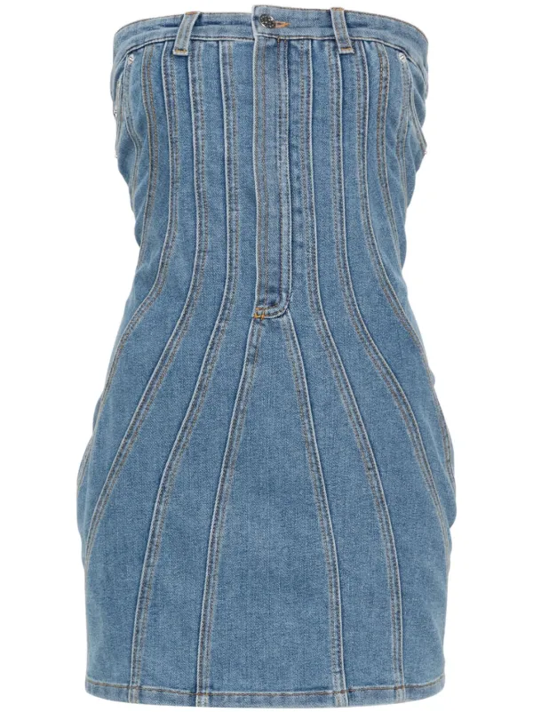 Mugler Denim Bustier Mini Dress Blue FARFETCH AZ