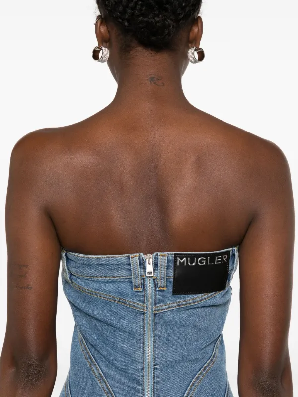 ワンピース MUGLER SS25 DENIM BUSTIER MINI DRESS (RO1616242 6048) Mugler Denim Bustier Mini Dress | Blue | FARFETCH MY