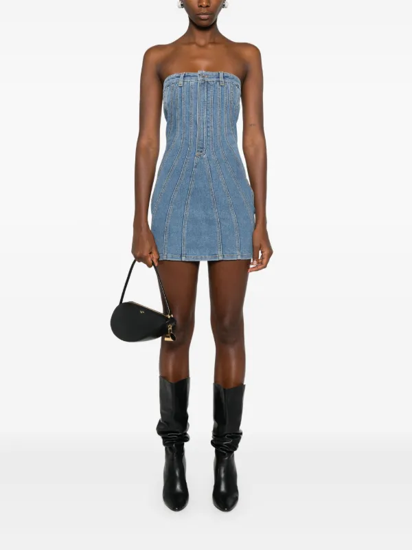 ワンピース MUGLER SS25 DENIM BUSTIER MINI DRESS (RO1616242 6048) blue spiral denim bustier dress | MUGLER Official Website