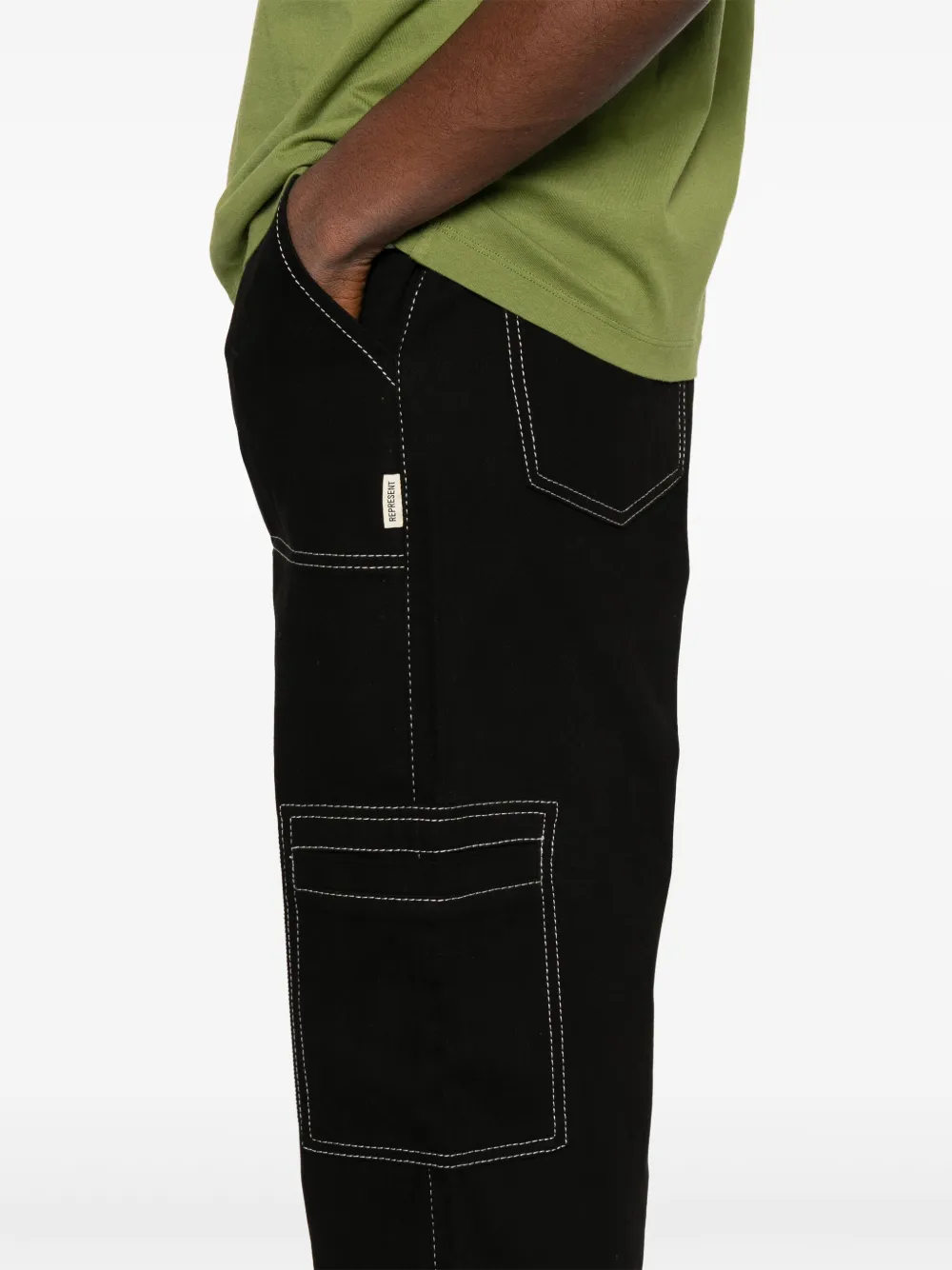 Represent Broek met contrasterend stiksel Zwart