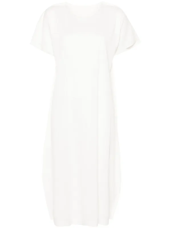 pleats please white dress Pleats Please Issey Miyake A-Poc Form Ribbed Midi Dress | White