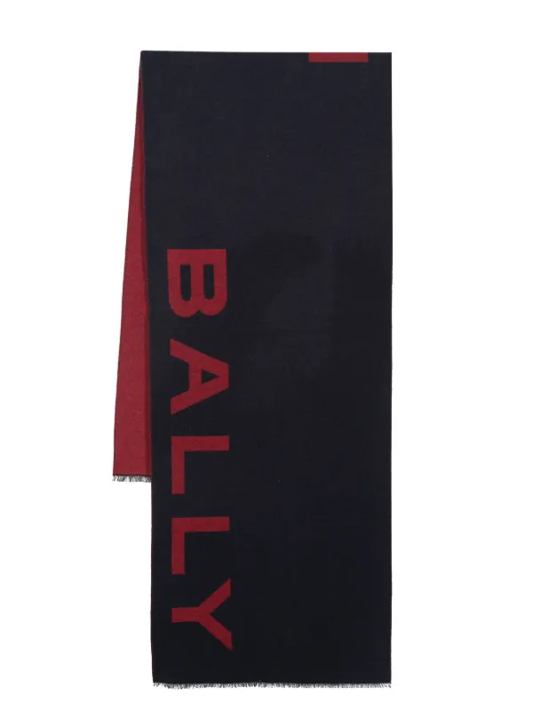 BALLY｜ (Logo Detail Scarf (MSC01LWO167-I3I9)) Bally logo-embroidered Scarf | Blue | FARFETCH