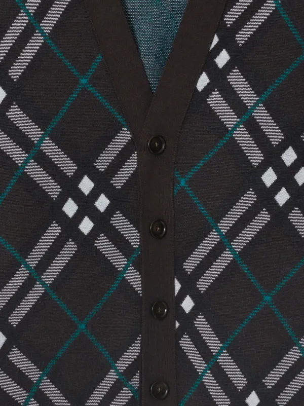 Burberry チェック Vネックカーディガン | グレー | FARFETCH JP