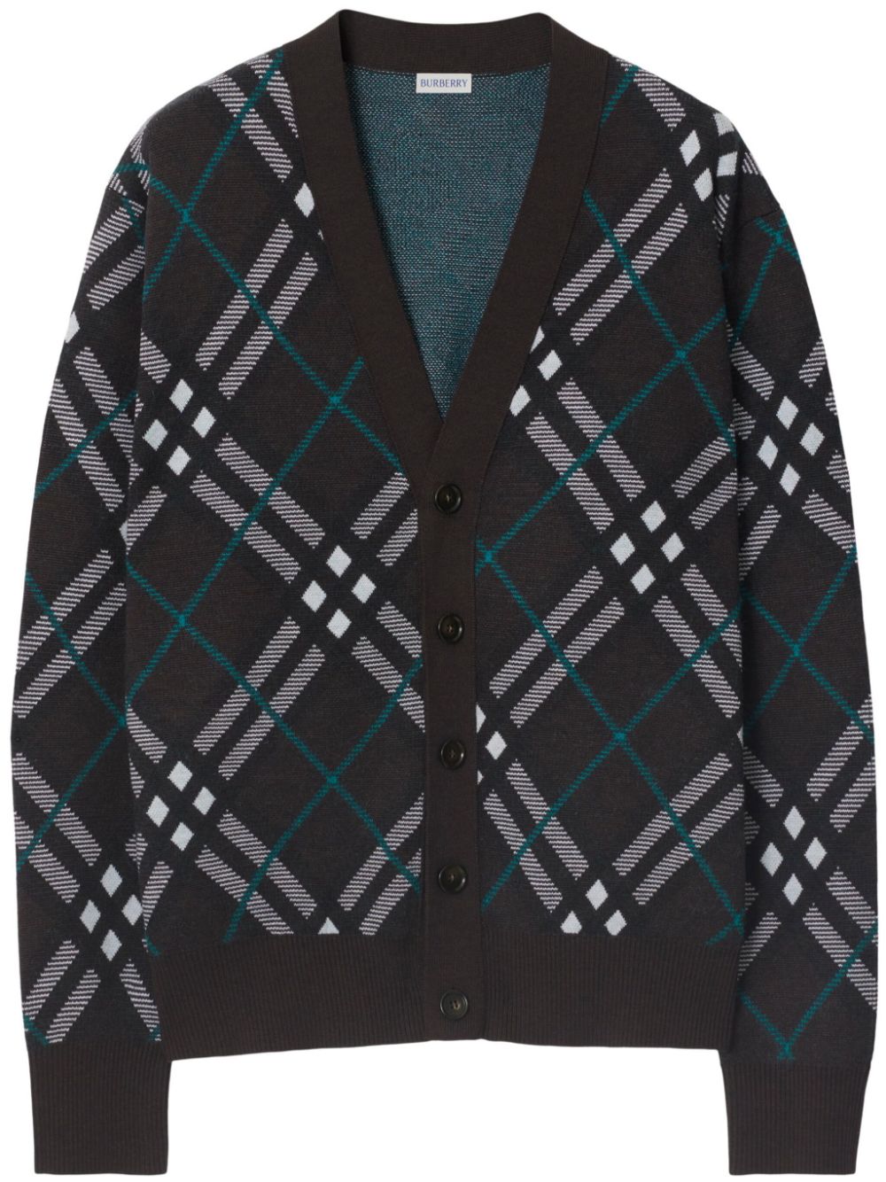 Burberry check-print V-neck cardigan - Grey