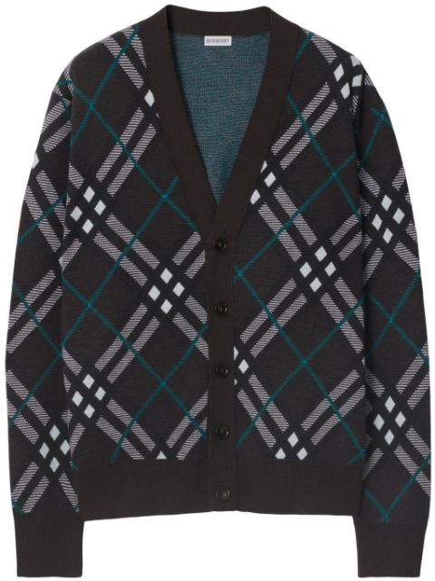 Burberry check-print V-neck cardigan Men