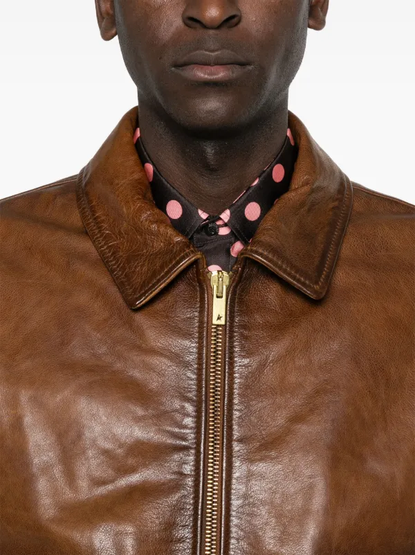 Golden Goose zip-up Leather Jacket | Brown | FARFETCH
