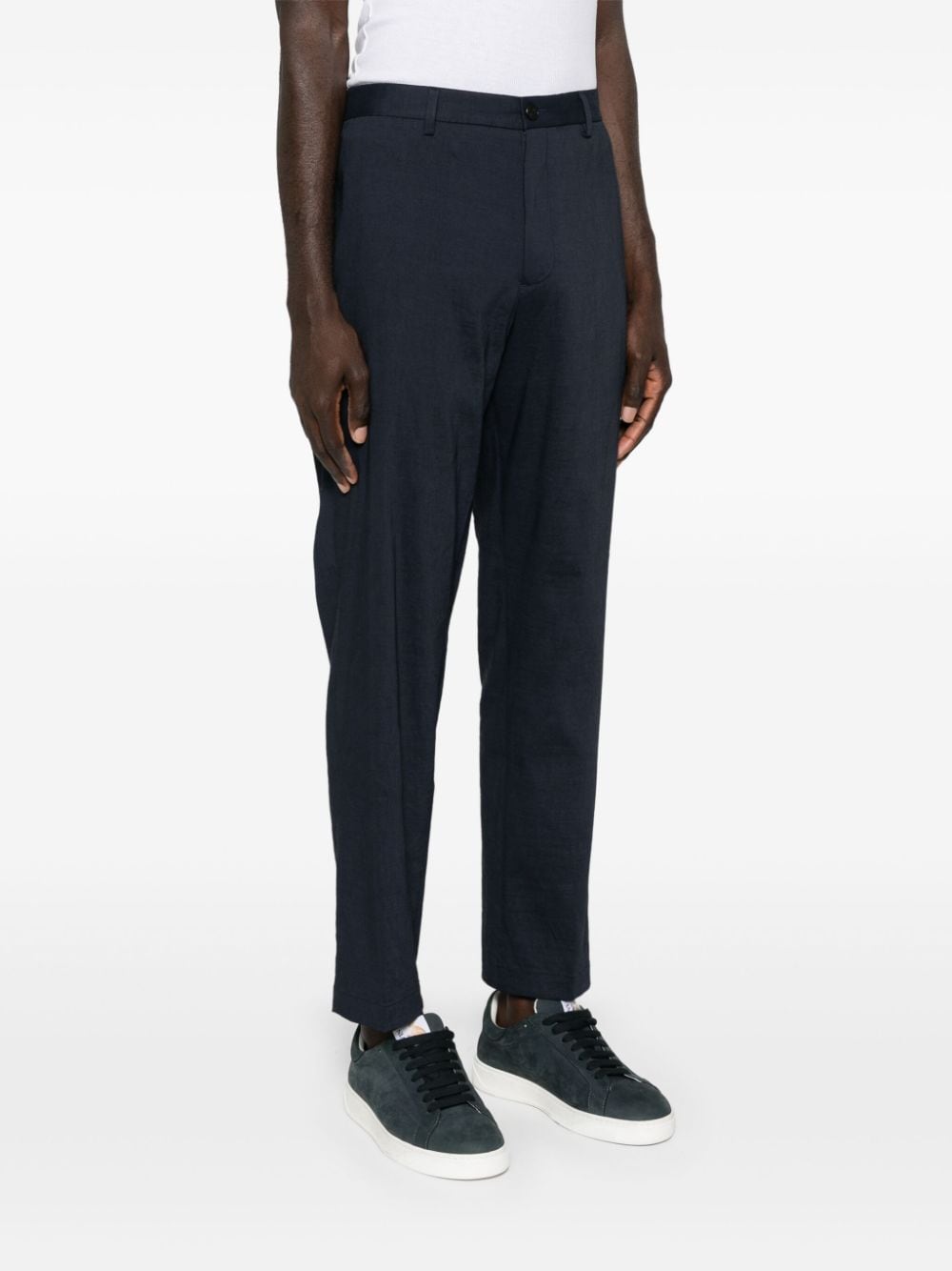 Shop Theory Curtis Linen Blend Chinos In Blue