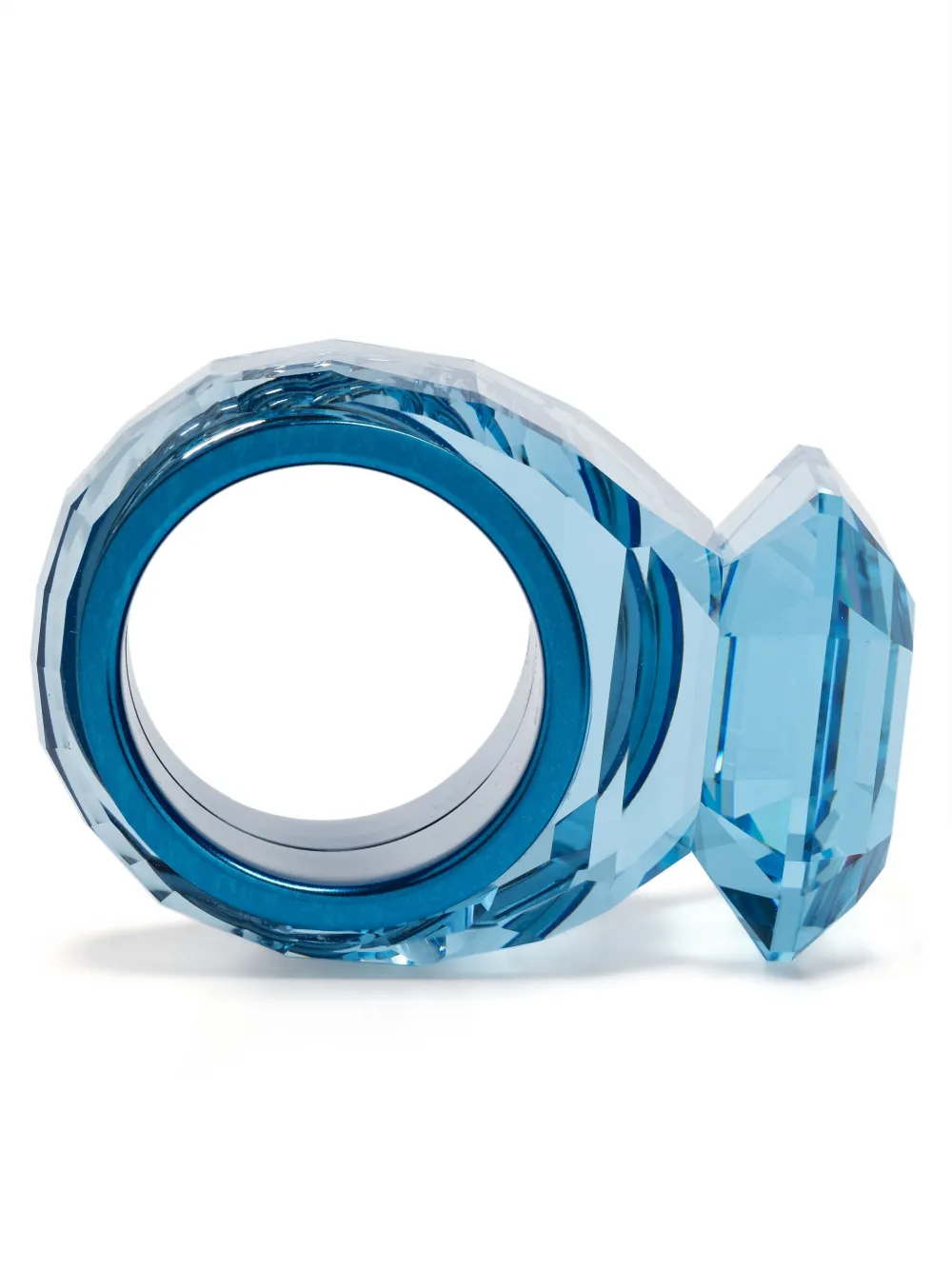 Swarovski Lucent Crystal Cocktail Ring In Blue