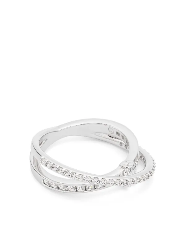 Hyperbola cocktail ring, Mixed cuts, White, Rhodium plated