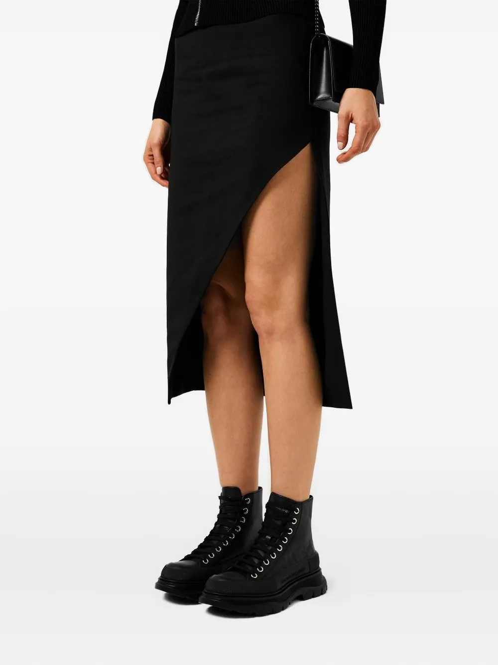 Alexander Mcqueen Leather Biker Boots In Black