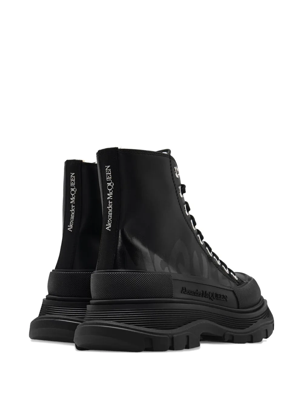 Alexander Mcqueen Leather Biker Boots In Black