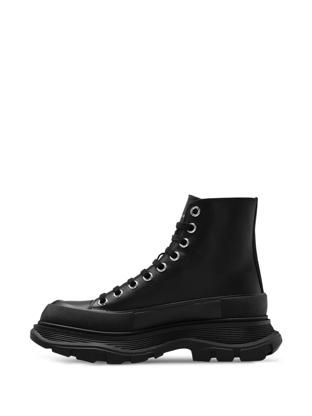 Alexander Mcqueen Leather Biker Boots In Black