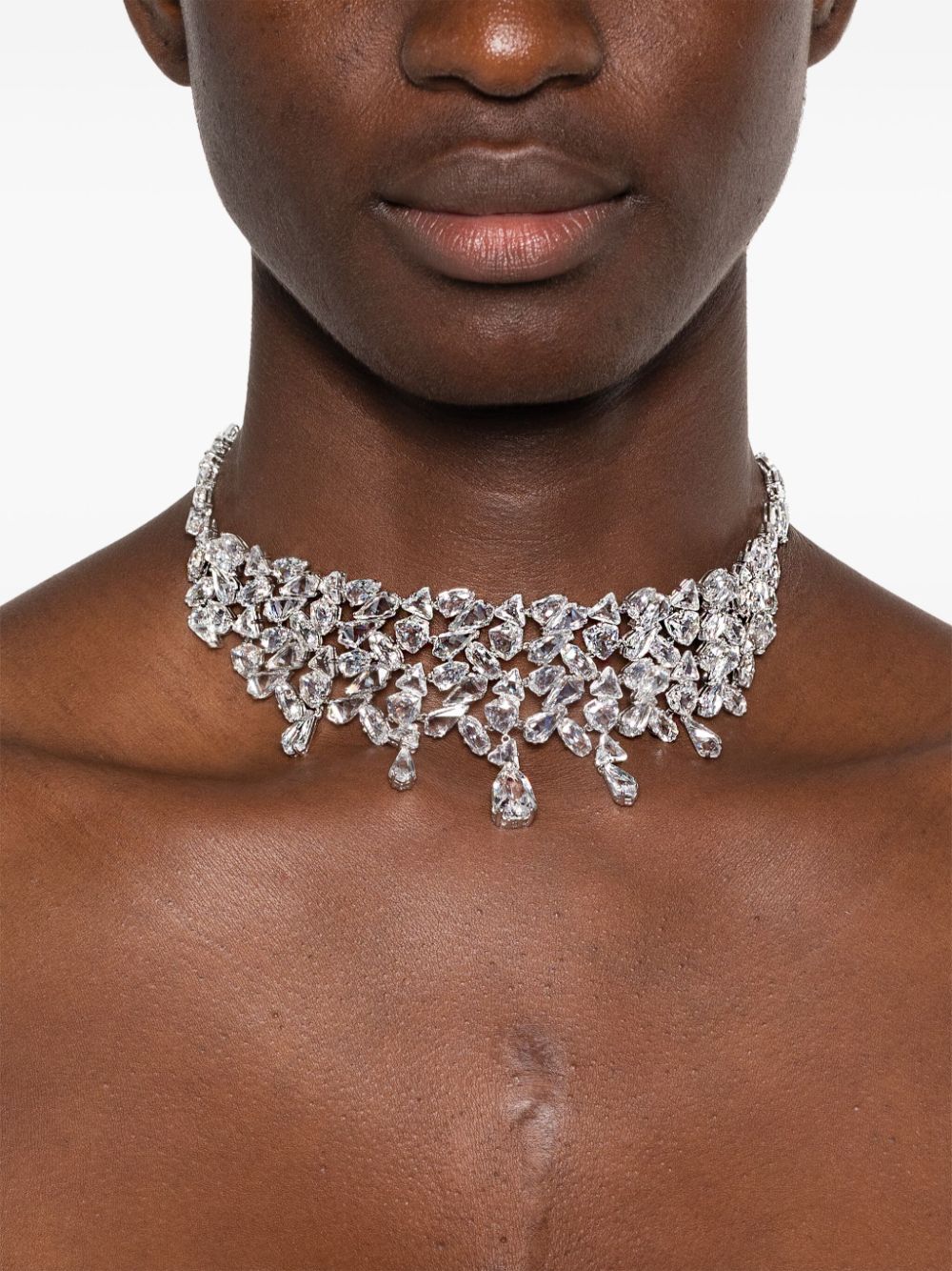 Shop Swarovski Mesmera Crystal Choker Necklace In Silver