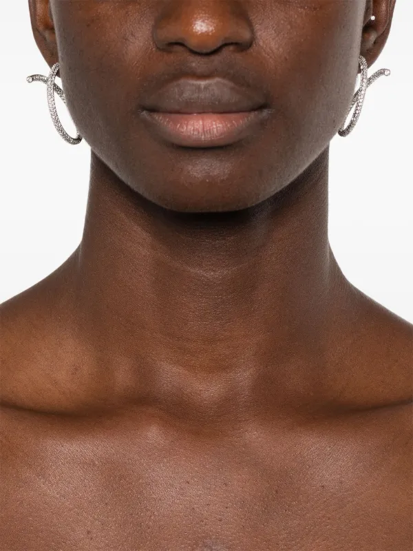 Swarovski Dextera Sculpted Hoop Earrings | Silver | FARFETCH