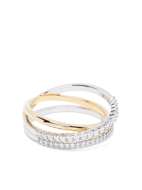 Hyperbola cocktail ring, Mixed cuts, White, Rhodium plated