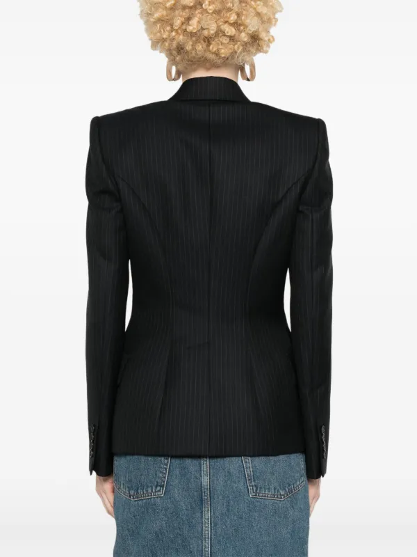 Alexander McQueen single-breasted Pinstripe Blazer | Blue