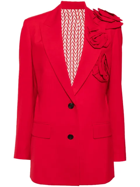Valentino Garavani floral appliqué v-neck blazer 