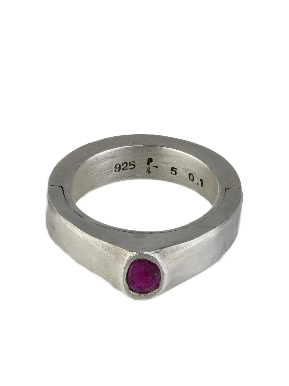Parts Of Four Stigma Ruby-set Silver Ring In Metallic