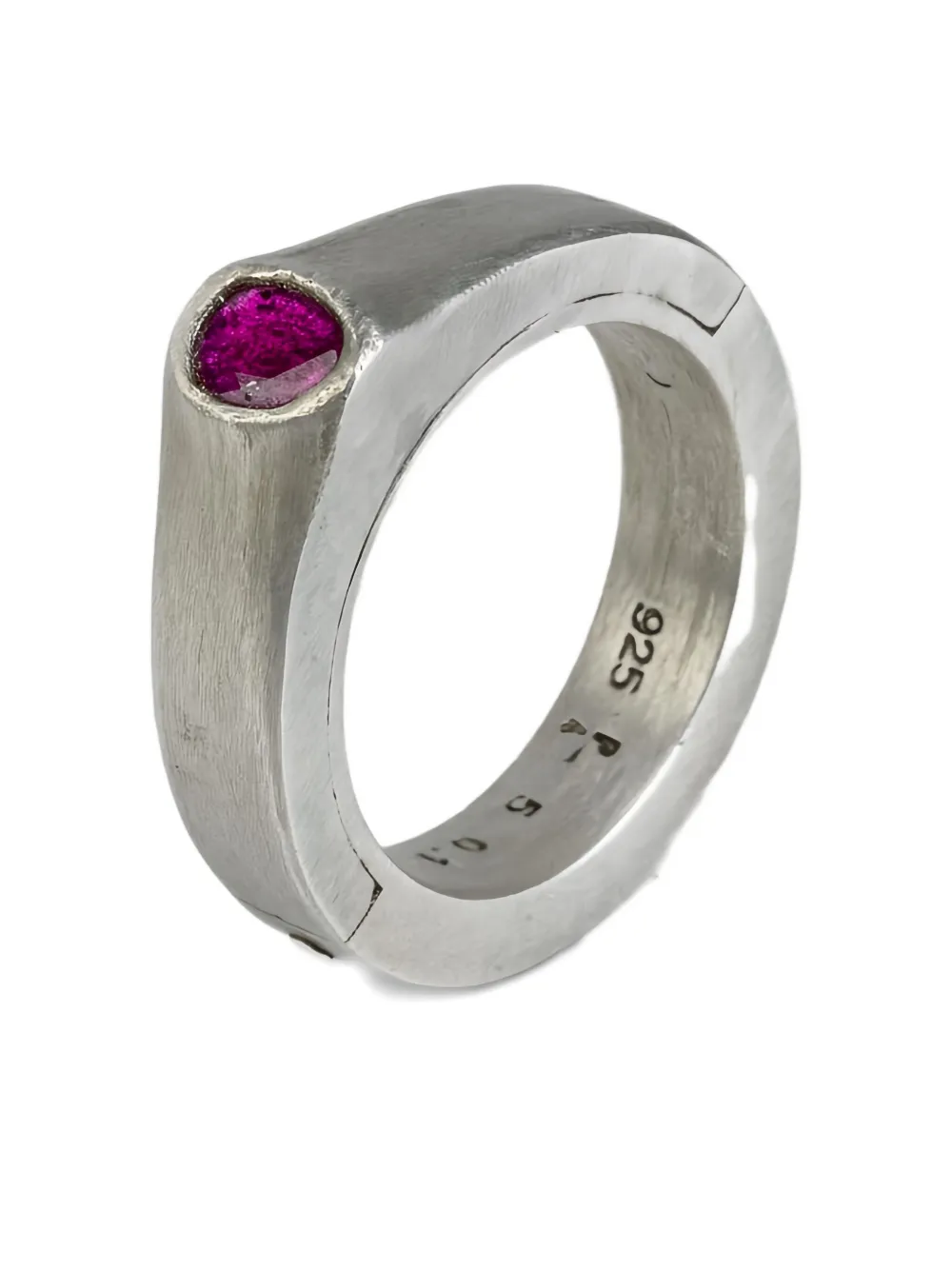 Parts Of Four Stigma Ruby-set Silver Ring In Metallic