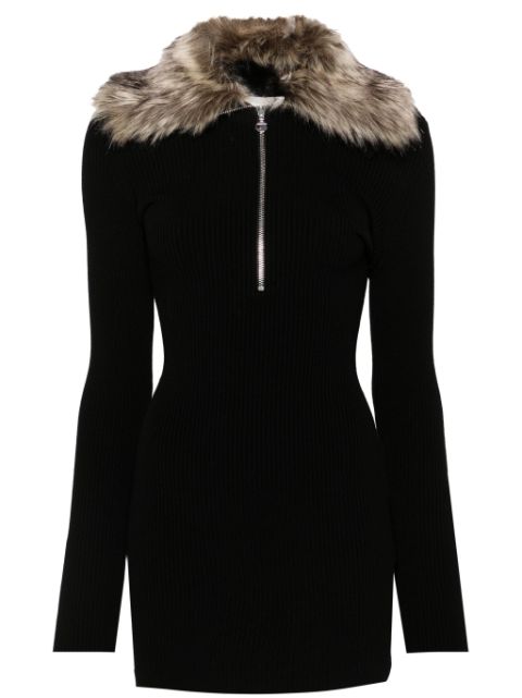 Coperni faux-fur collar mini dress Women