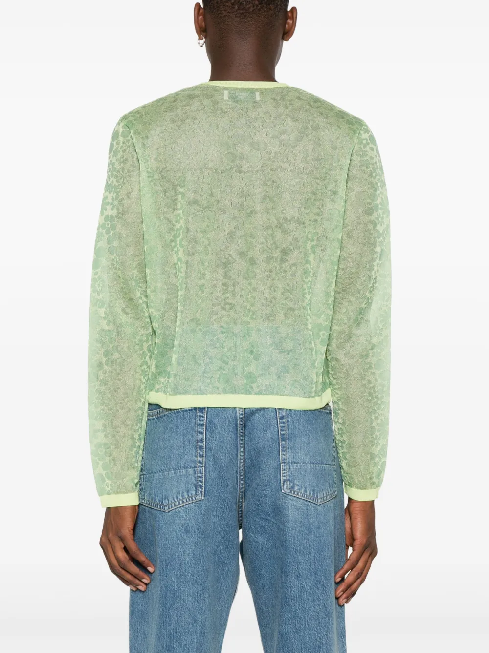 Shop Martine Rose Floral-jacquard Cardigan In Green