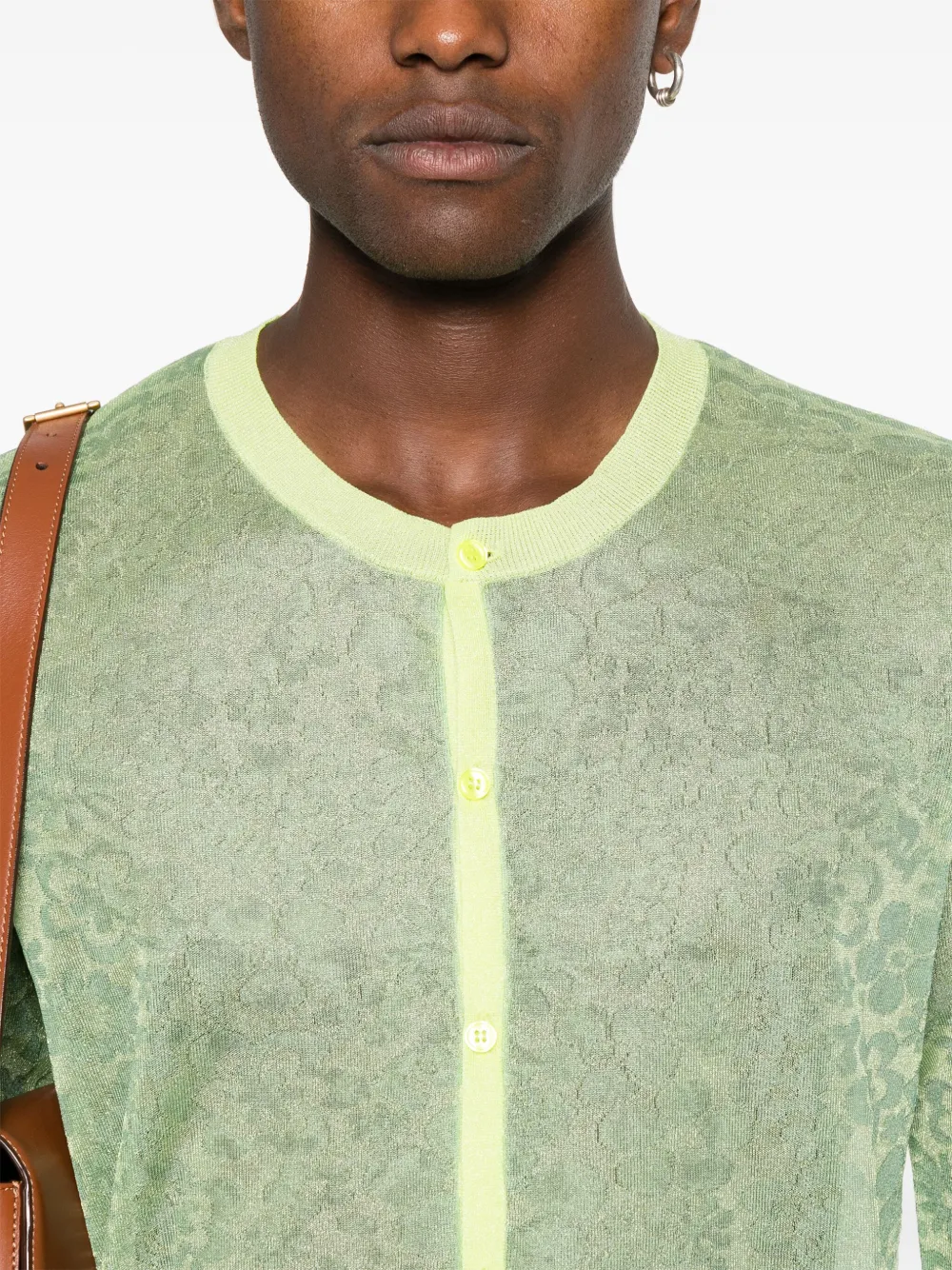 Shop Martine Rose Floral-jacquard Cardigan In Green