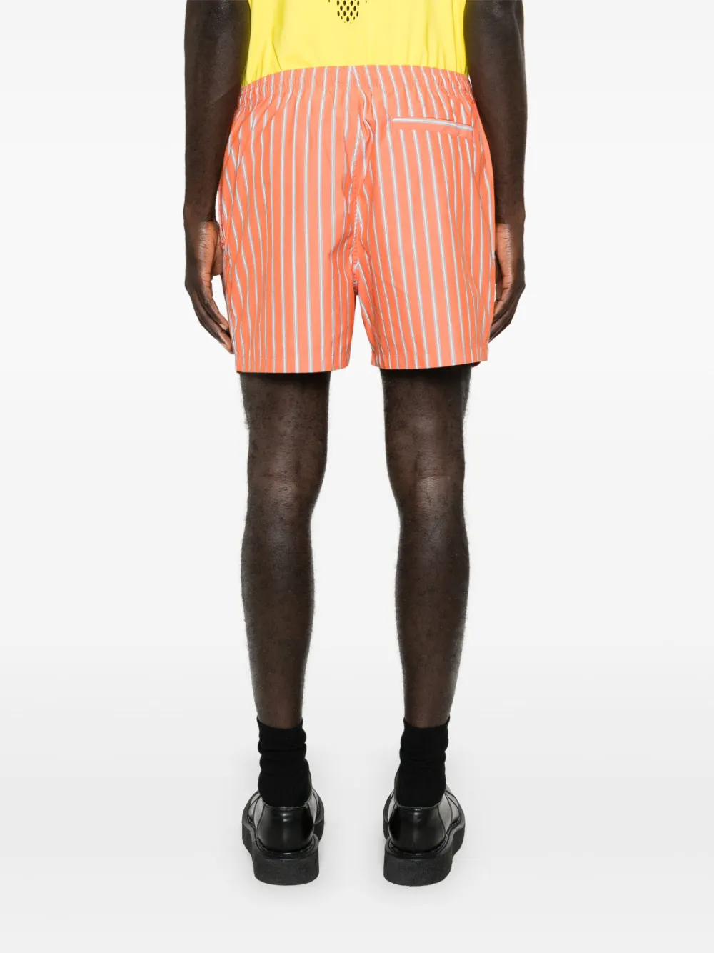 Martine Rose X Tommy Jeans Logo-print Striped Shorts In Orange