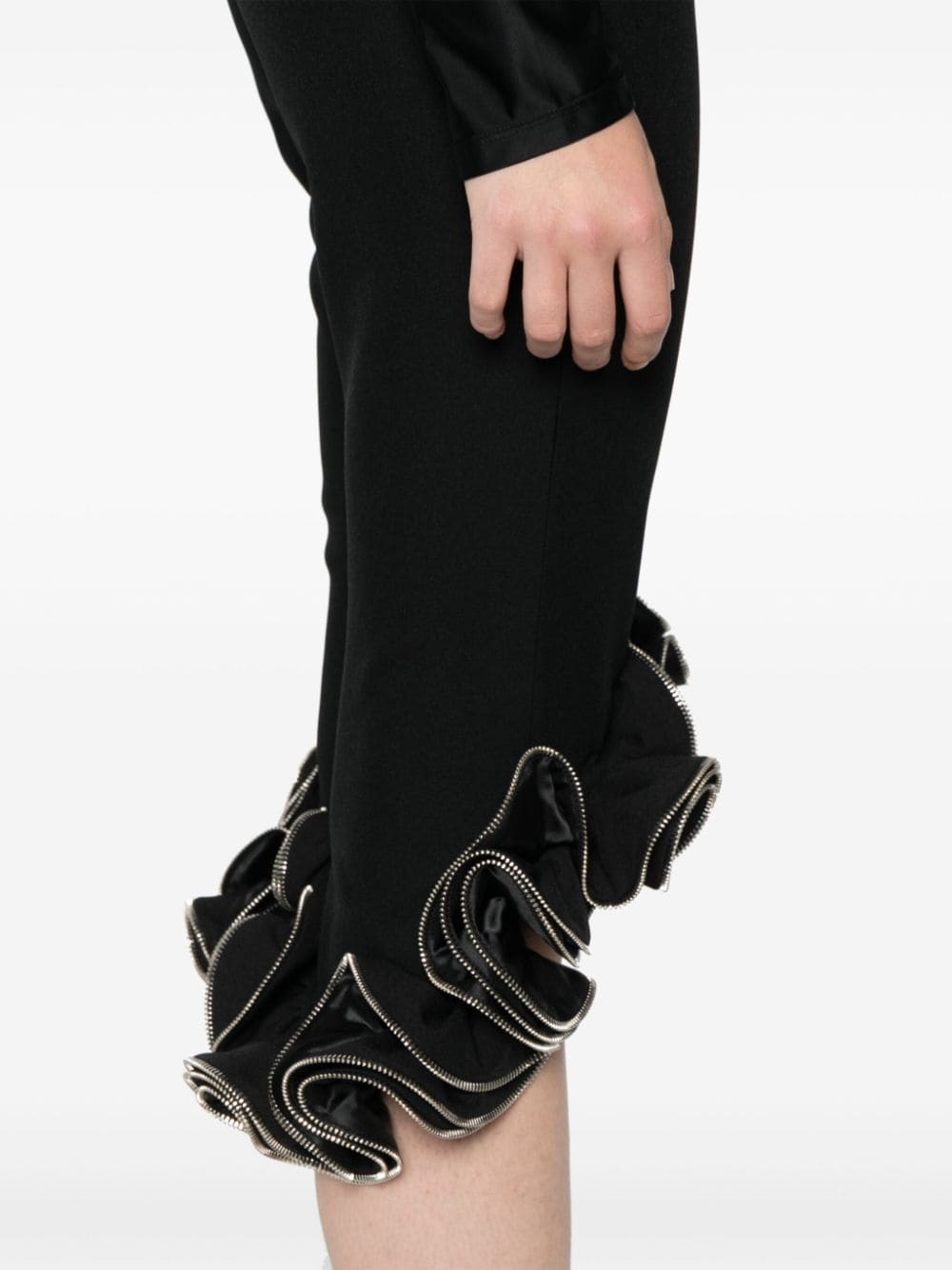 Shop Coperni Zip-detail Ruffled Trousers In Black