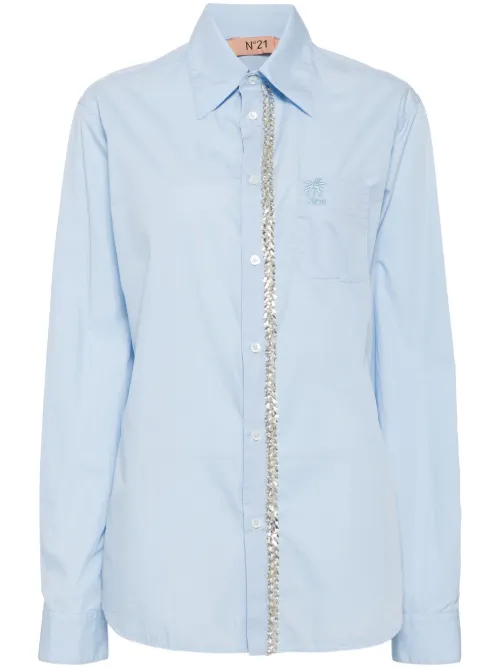 Chemise en popeline à ornements en cristal - Nº21 - Modalova